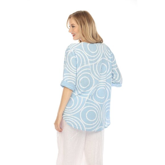 Light Blue Circle Print one button detail top - Picture 7 of 12